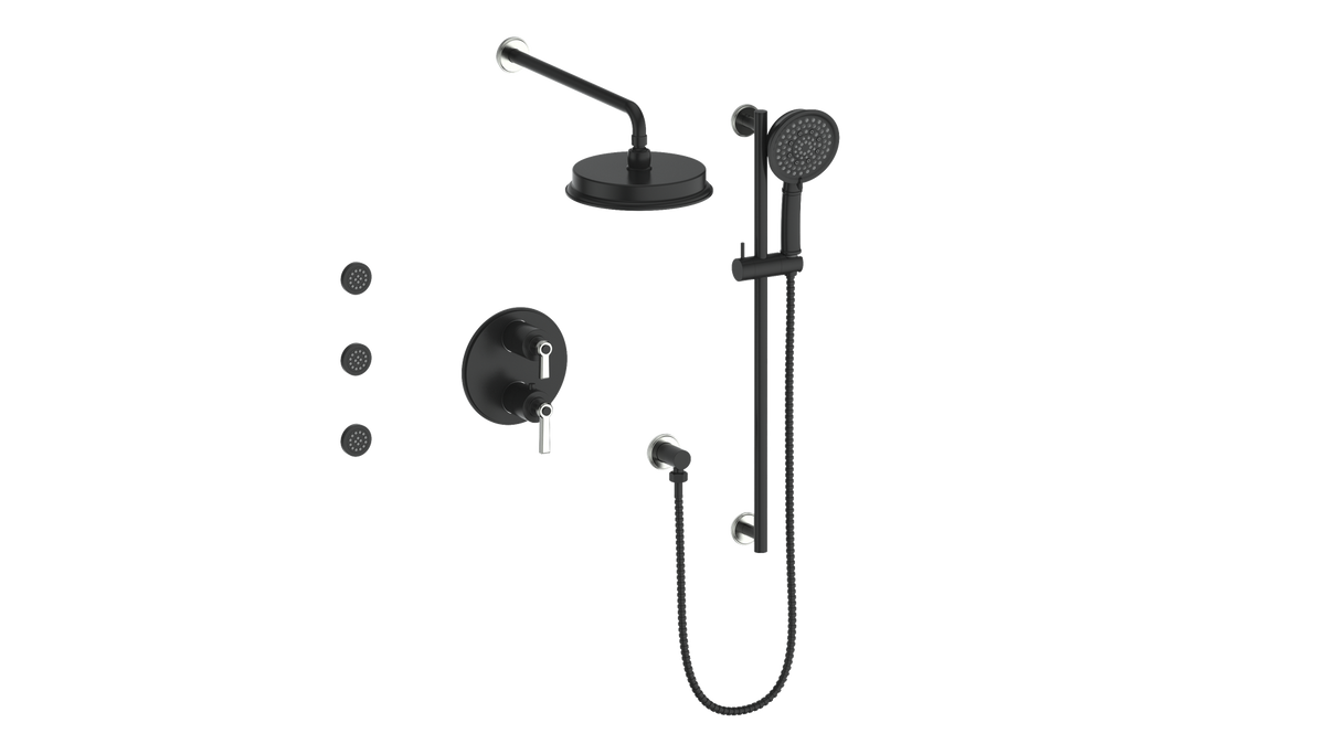 Vogt Zehn 3-Way TH Shower Kit with Body Jets - Lever Handle (Z1) / Stainless Steel/Matte Black