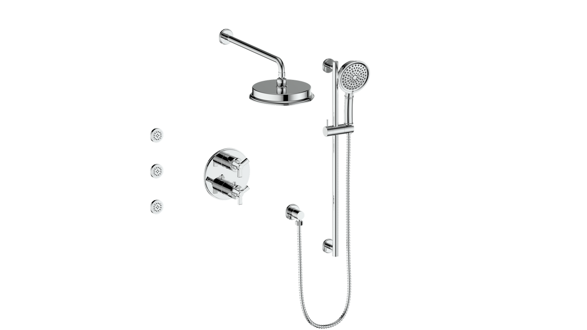 Vogt Zehn 3-Way TH Shower Kit with Body Jets - 3-Spoke Handle (Z3) / Chrome