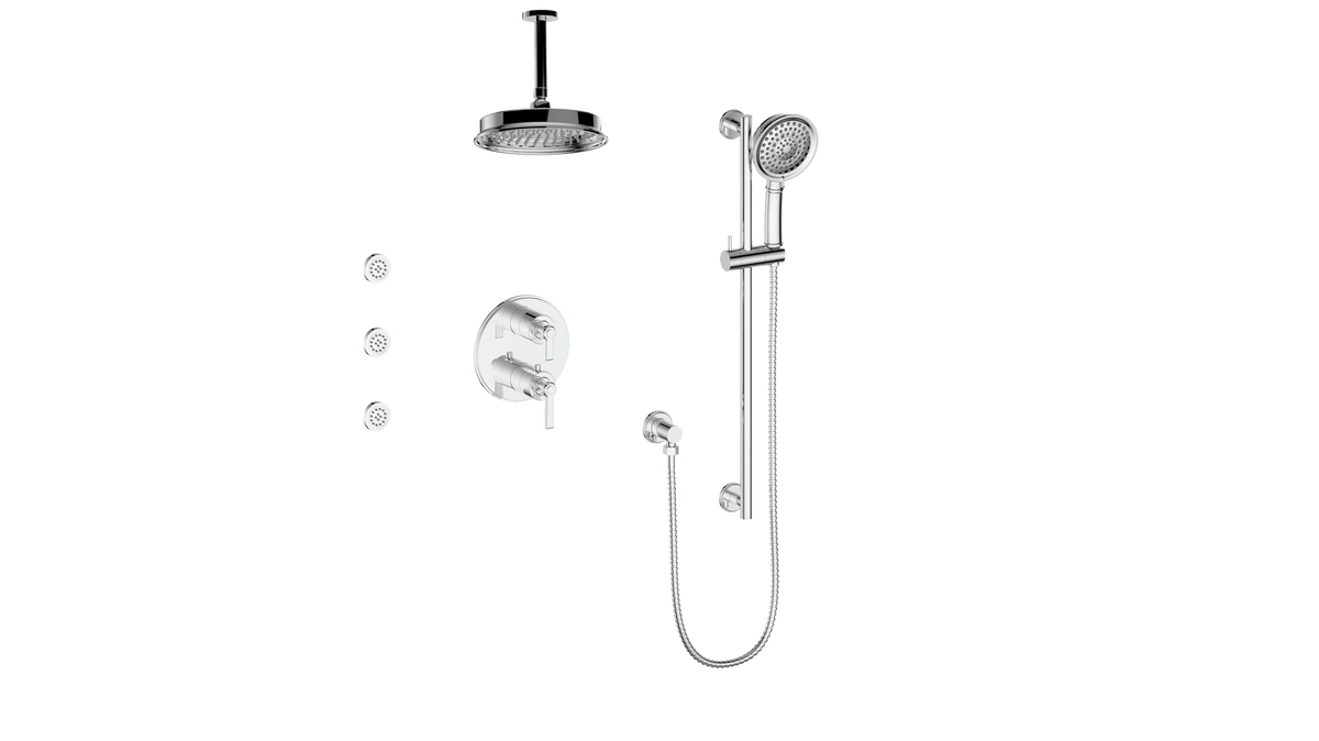 Vogt Zehn 3-Way TH Shower Kit with Body Jets and 6" Ceiling Arm - Lever Handle (Z1) / Chrome