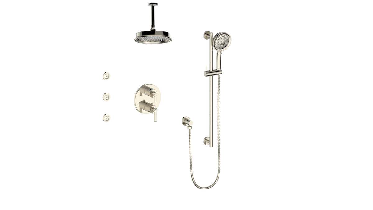 Vogt Zehn 3-Way TH Shower Kit with Body Jets and 6" Ceiling Arm - Lever Handle (Z1) / Polished Nickel