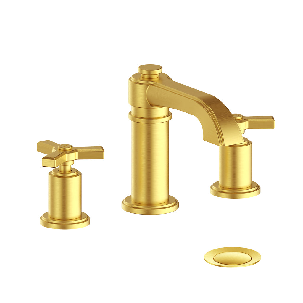 Vogt Zehn 8" C.C. Lavatory Faucet with Pop-up Drain - 3-Spoke Handle (Z3) / Brushed Gold