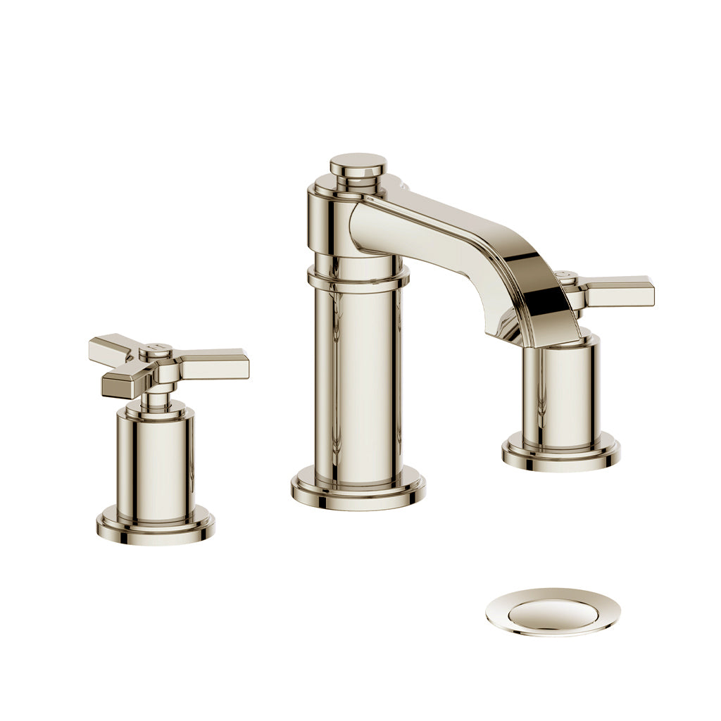 Vogt Zehn 8" C.C. Lavatory Faucet with Pop-up Drain - 3-Spoke Handle (Z3) / Polished Nickel