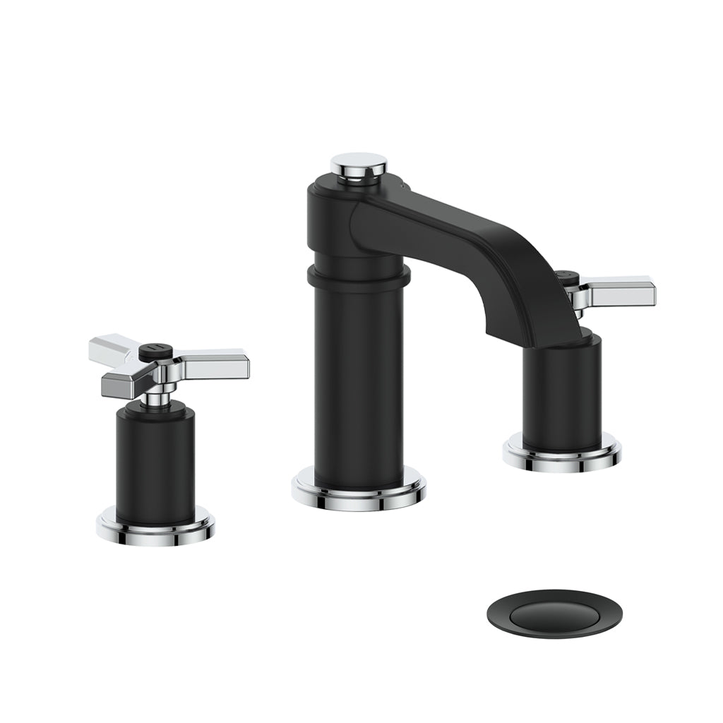 Vogt Zehn 8" C.C. Lavatory Faucet with Pop-up Drain - 3-Spoke Handle (Z3) / Chrome/Matte Black