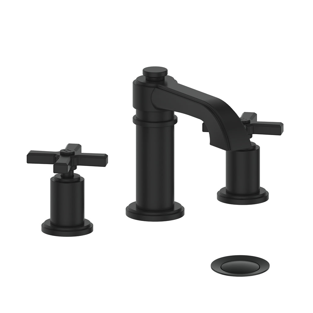 Vogt Zehn 8" C.C. Lavatory Faucet with Pop-up Drain - 4-Spoke Handle (Z4) / Matte Black