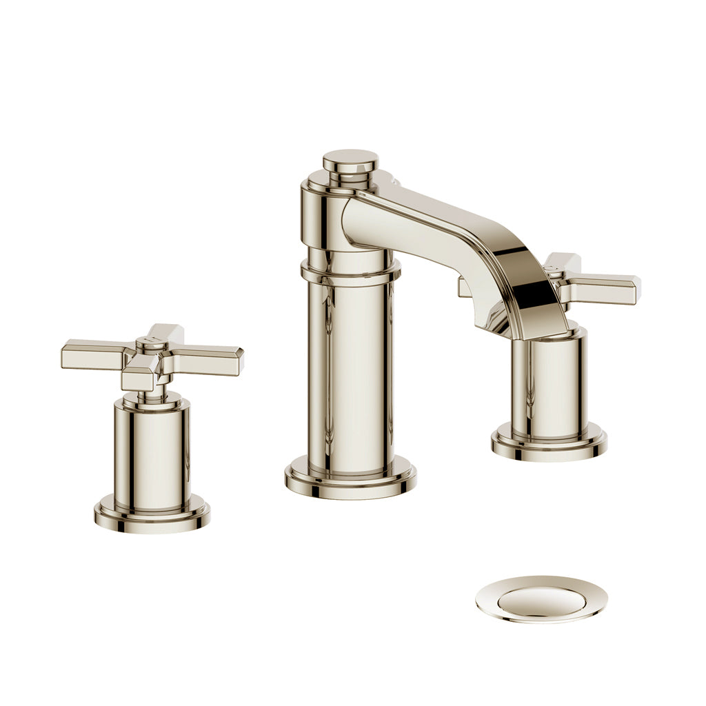 Vogt Zehn 8" C.C. Lavatory Faucet with Pop-up Drain - 4-Spoke Handle (Z4) / Polished Nickel
