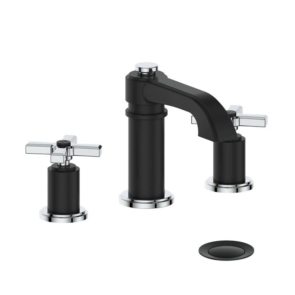 Vogt Zehn 8" C.C. Lavatory Faucet with Pop-up Drain - 4-Spoke Handle (Z4) / Chrome/Matte Black