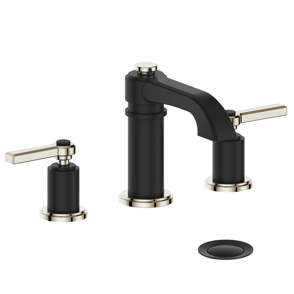 Vogt Zehn 8" C.C. Lavatory Faucet with Pop-up Drain - Lever Handle (Z1) / Polished Nickel/Matte Black