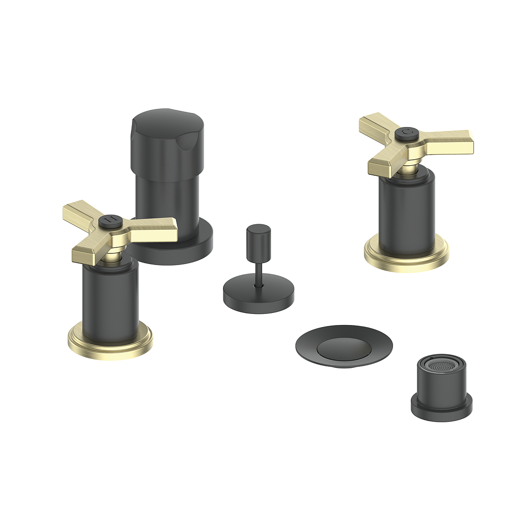 Vogt Zehn Bidet - 3-Spoke Handle (Z3) / Brushed Gold/Matte Black