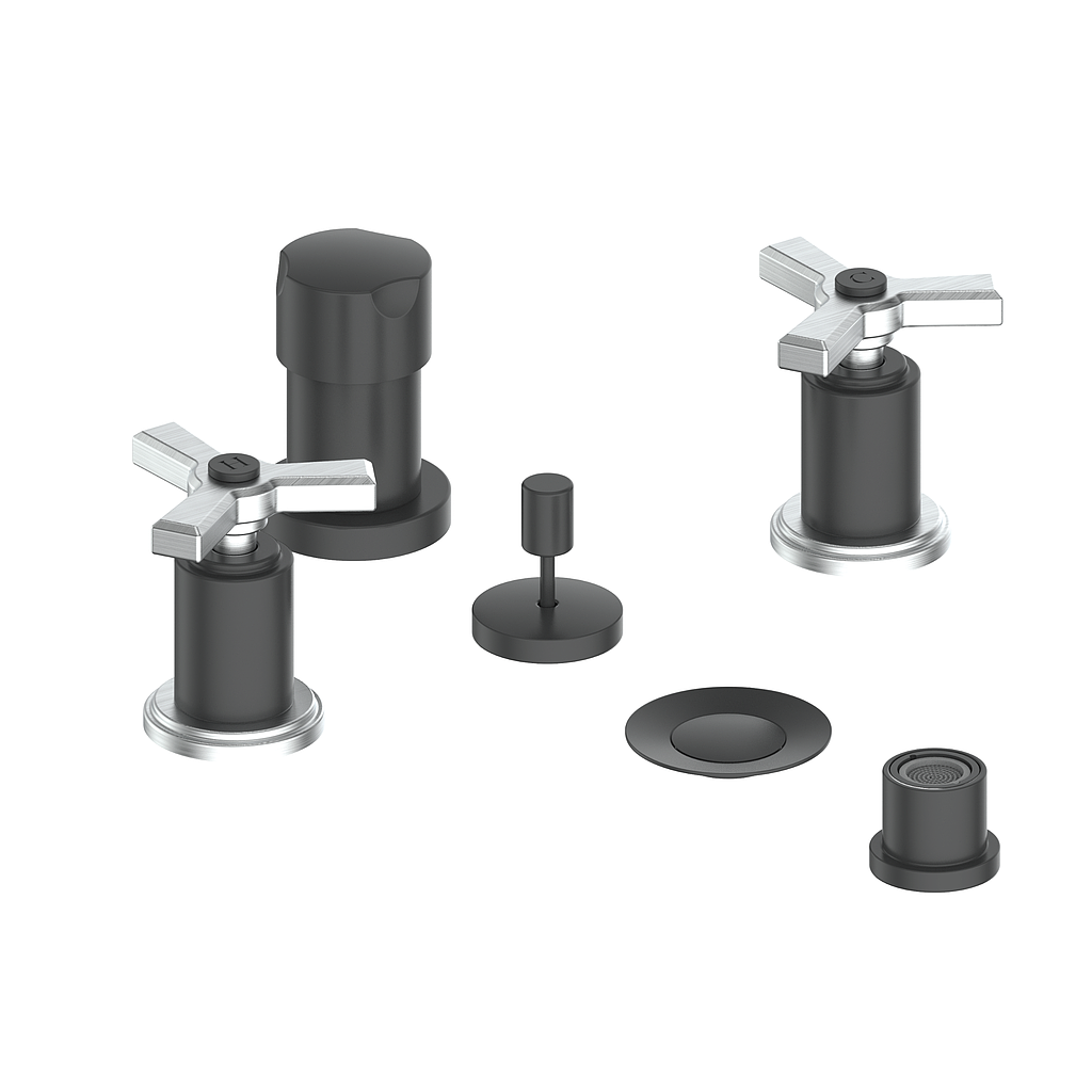 Vogt Zehn Bidet - 3-Spoke Handle (Z3) / Stainless Steel/Matte Black