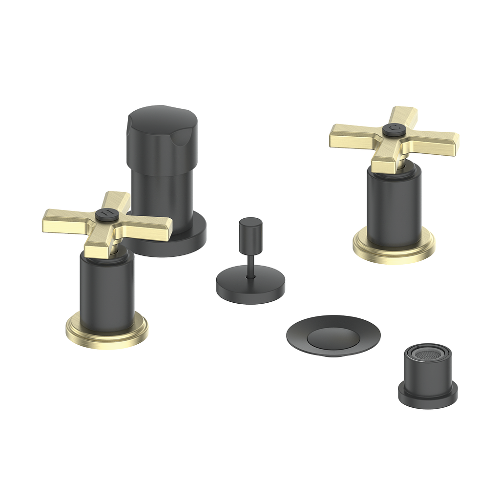 Vogt Zehn Bidet - 4-Spoke Handle (Z4) / Brushed Gold/Matte Black