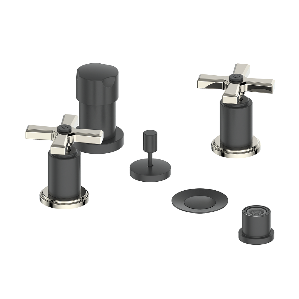 Vogt Zehn Bidet - 4-Spoke Handle (Z4) / Polished Nickel/Matte Black