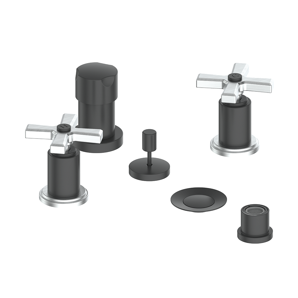 Vogt Zehn Bidet - 4-Spoke Handle (Z4) / Stainless Steel/Matte Black