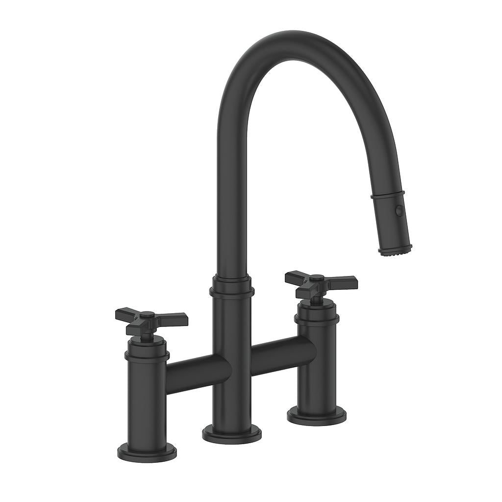 Vogt Zehn Bridge Kitchen Faucet - 3-Spoke Handle (Z3) / Matte Black