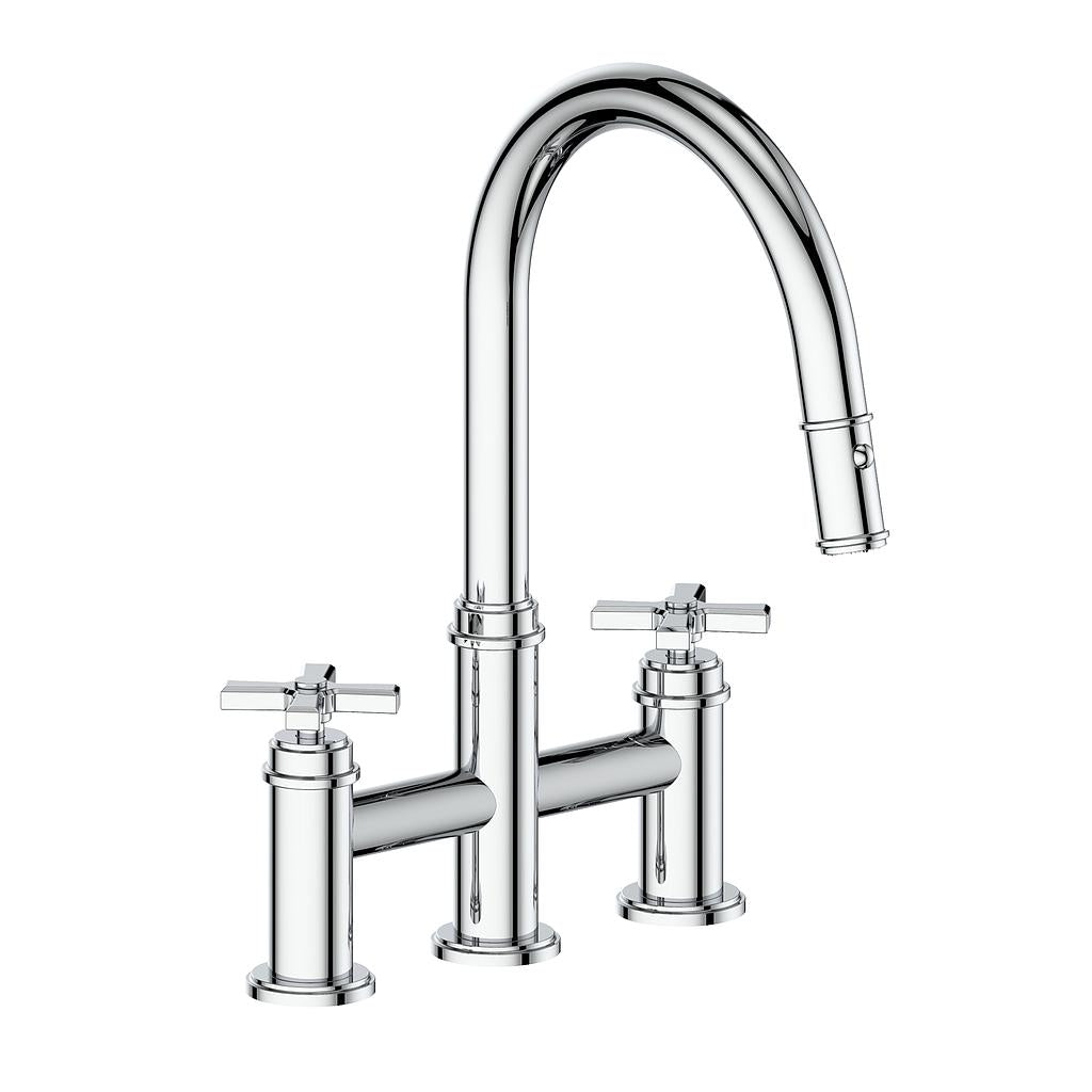 Vogt Zehn Bridge Kitchen Faucet - 4-Spoke Handle (Z4) / Chrome