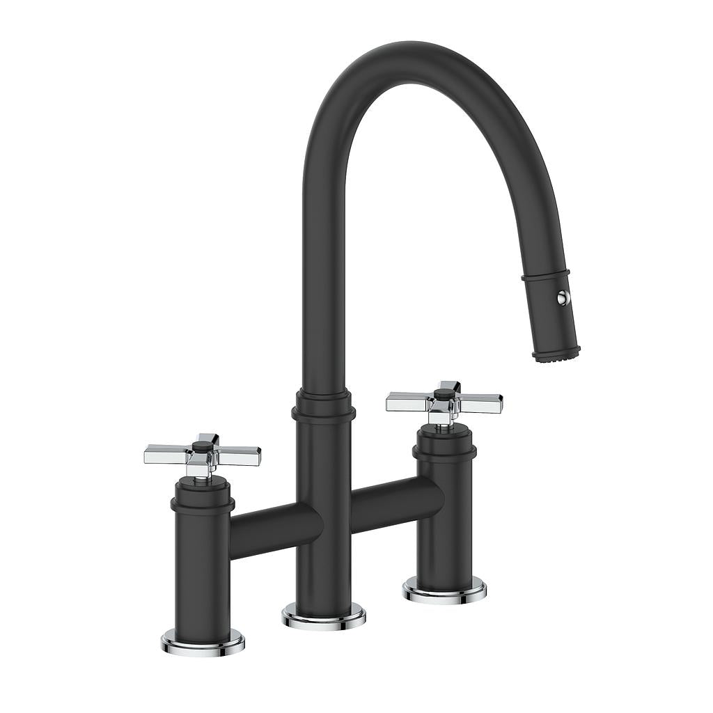 Vogt Zehn Bridge Kitchen Faucet - 4-Spoke Handle (Z4) / Chrome/Matte Black