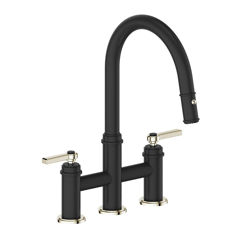 Vogt Zehn Bridge Kitchen Faucet - Lever Handle (Z1) / Polished Nickel/Matte Black