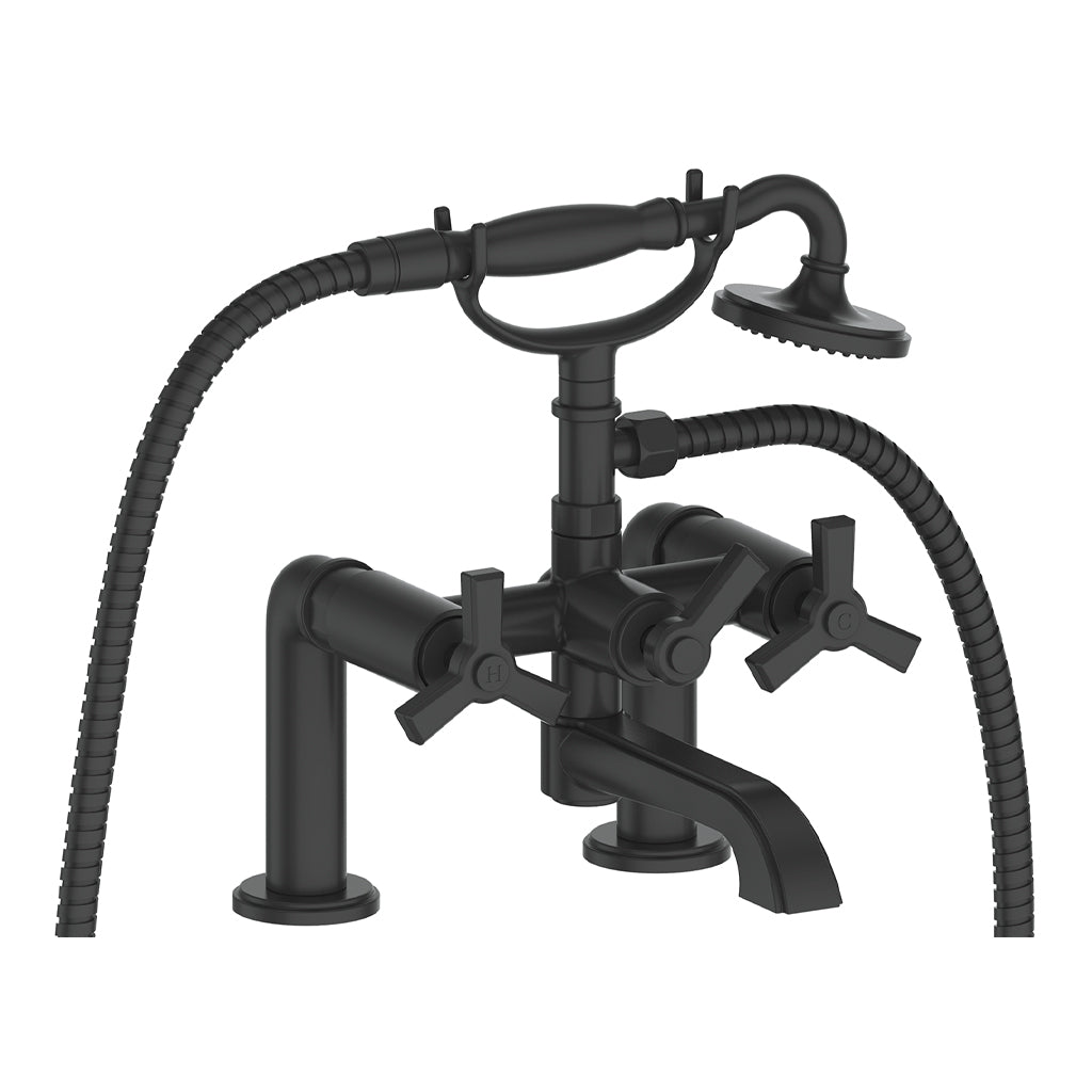 Vogt Zehn Deck Mount Tub Filler - 3-Spoke Handle (Z3) / Matte Black