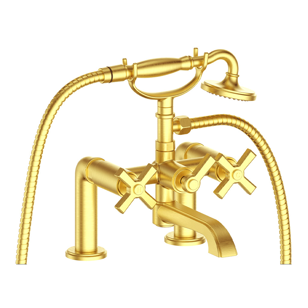 Vogt Zehn Deck Mount Tub Filler - 4-Spoke Handle (Z4) / Brushed Gold