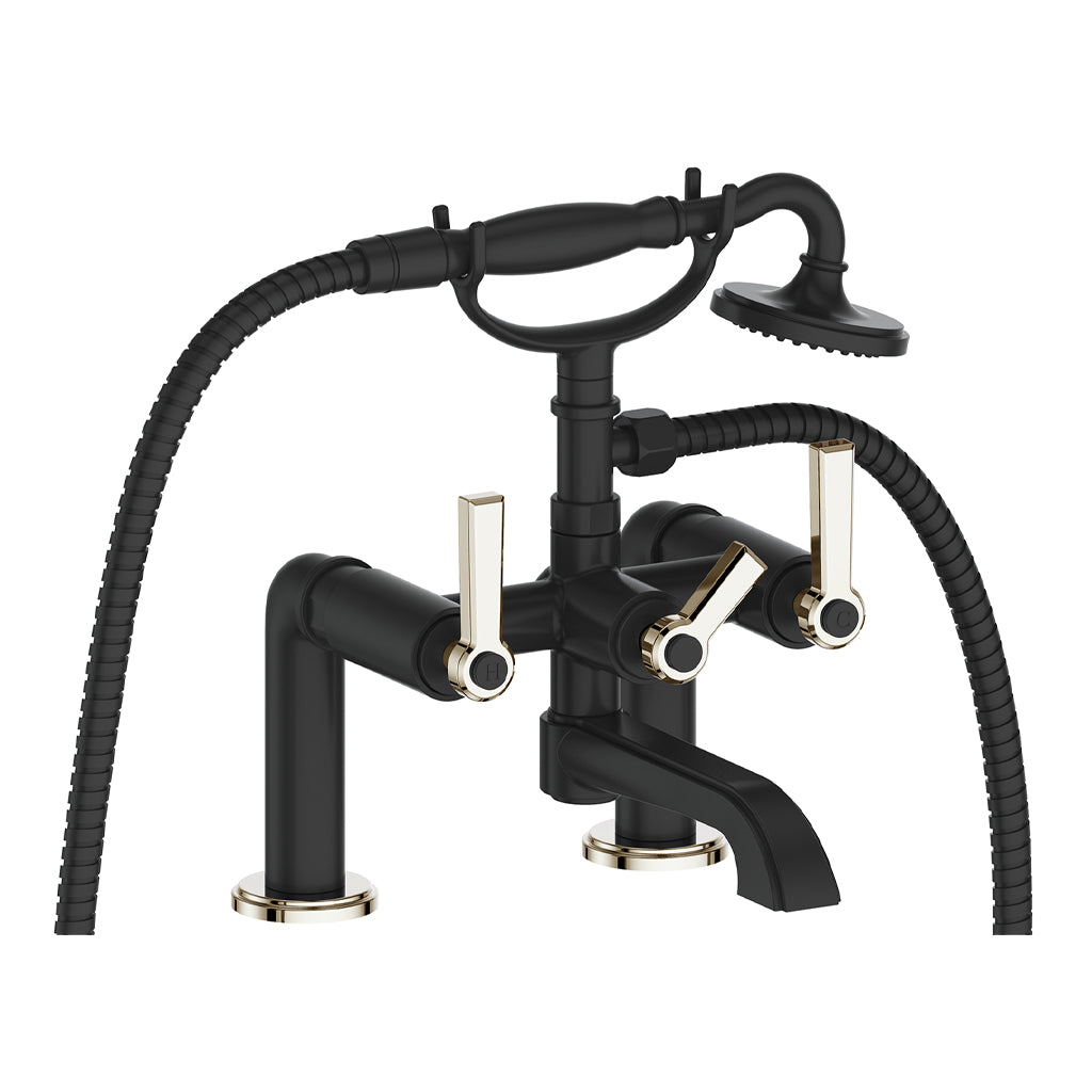 Vogt Zehn Deck Mount Tub Filler - Lever Handle (Z1) / Polished Nickel/Matte Black
