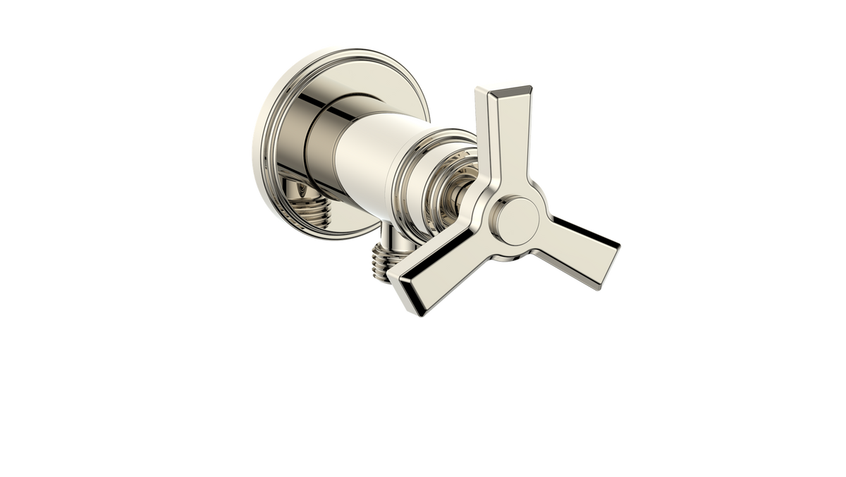 Vogt Zehn Elbow Connector with Shut-Off - 3-Spoke Handle (Z3) / Polished Nickel