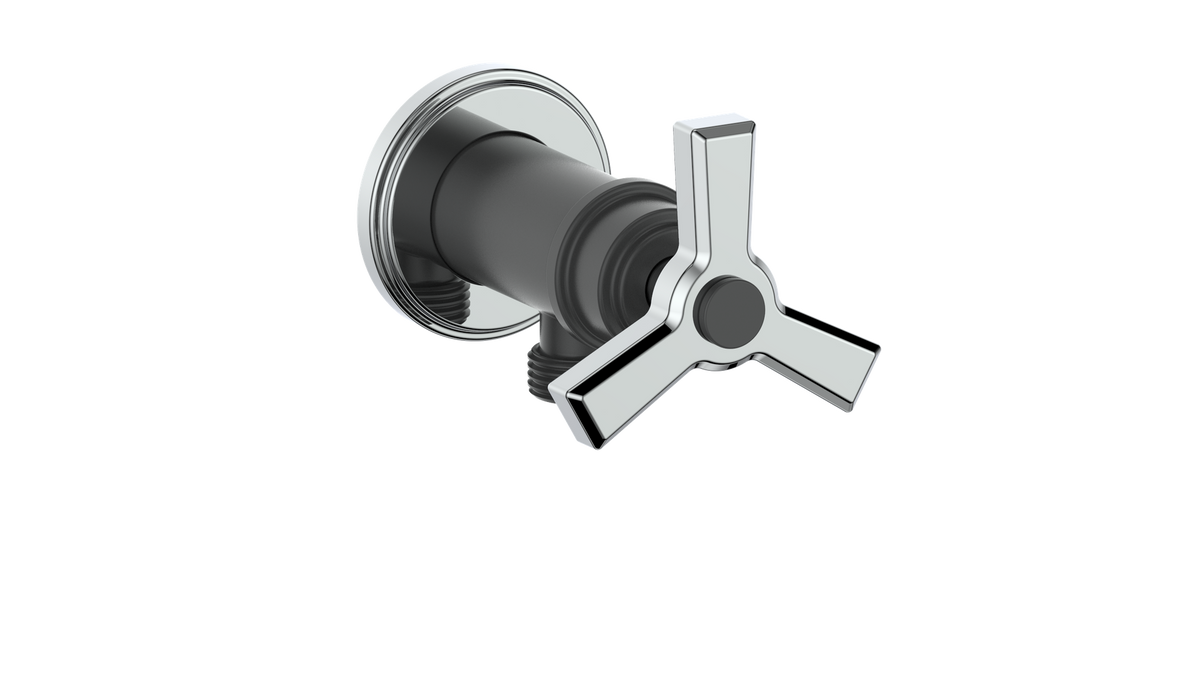 Vogt Zehn Elbow Connector with Shut-Off - 3-Spoke Handle (Z3) / Chrome/Matte Black