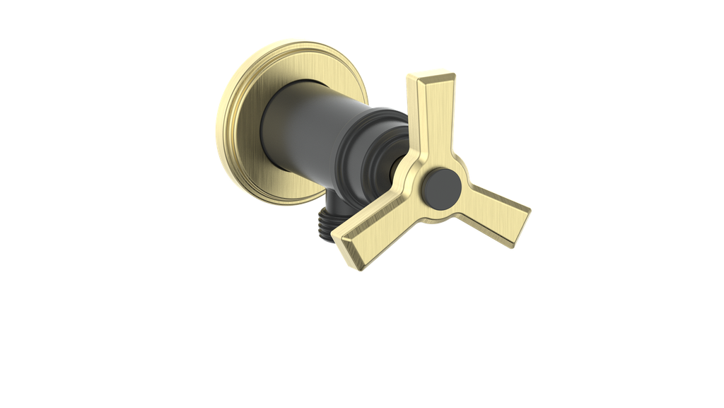 Vogt Zehn Elbow Connector with Shut-Off - 3-Spoke Handle (Z3) / Brushed Gold/Matte Black
