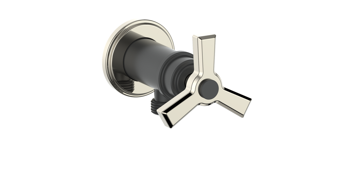 Vogt Zehn Elbow Connector with Shut-Off - 3-Spoke Handle (Z3) / Polished Nickel/Matte Black