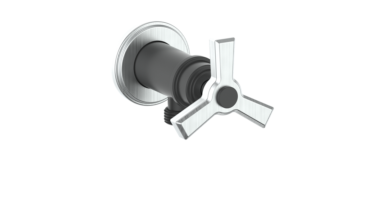 Vogt Zehn Elbow Connector with Shut-Off - 3-Spoke Handle (Z3) / Stainless Steel/Matte Black