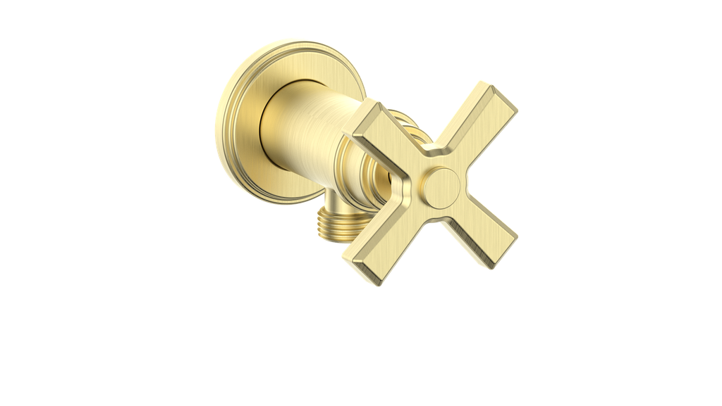 Vogt Zehn Elbow Connector with Shut-Off - 4-Spoke Handle (Z4) / Brushed Gold