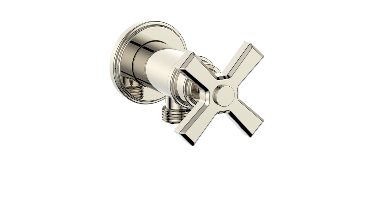 Vogt Zehn Elbow Connector with Shut-Off - 4-Spoke Handle (Z4) / Polished Nickel