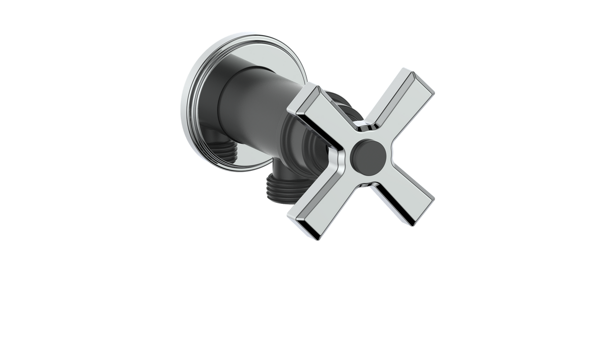 Vogt Zehn Elbow Connector with Shut-Off - 4-Spoke Handle (Z4) / Chrome/Matte Black