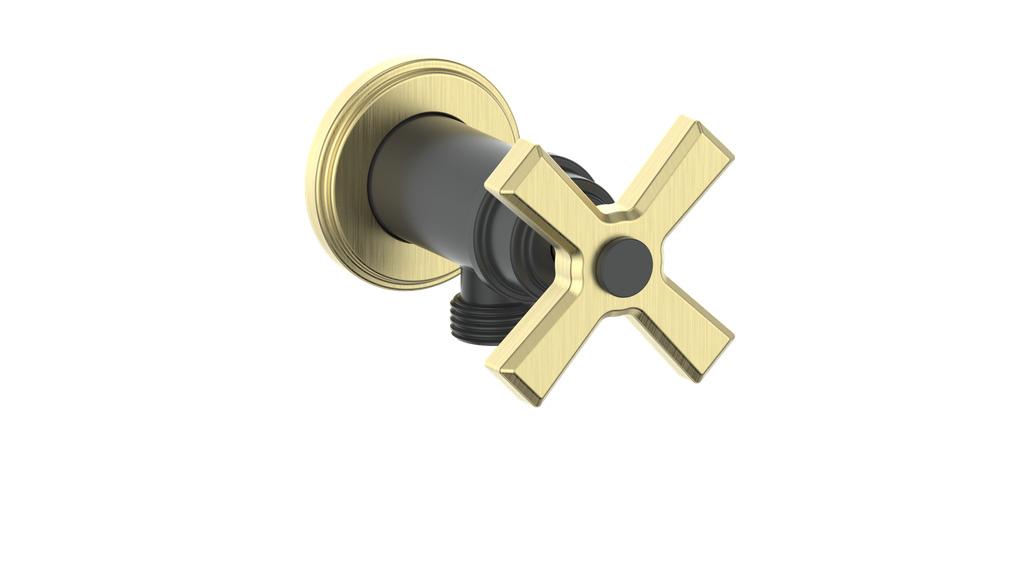 Vogt Zehn Elbow Connector with Shut-Off - 4-Spoke Handle (Z4) / Brushed Gold/Matte Black
