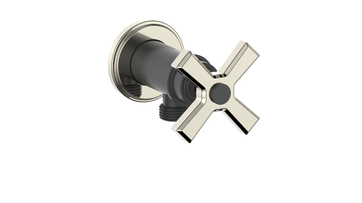 Vogt Zehn Elbow Connector with Shut-Off - 4-Spoke Handle (Z4) / Polished Nickel/Matte Black
