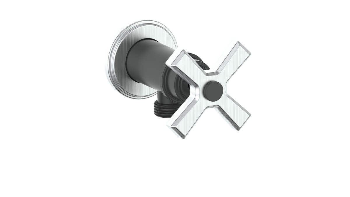 Vogt Zehn Elbow Connector with Shut-Off - 4-Spoke Handle (Z4) / Stainless Steel/Matte Black