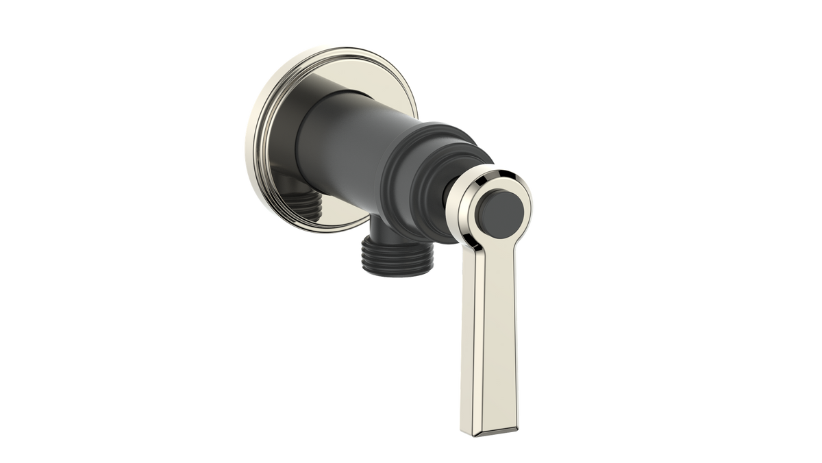 Vogt Zehn Elbow Connector with Shut-Off - Lever Handle (Z1) / Polished Nickel/Matte Black