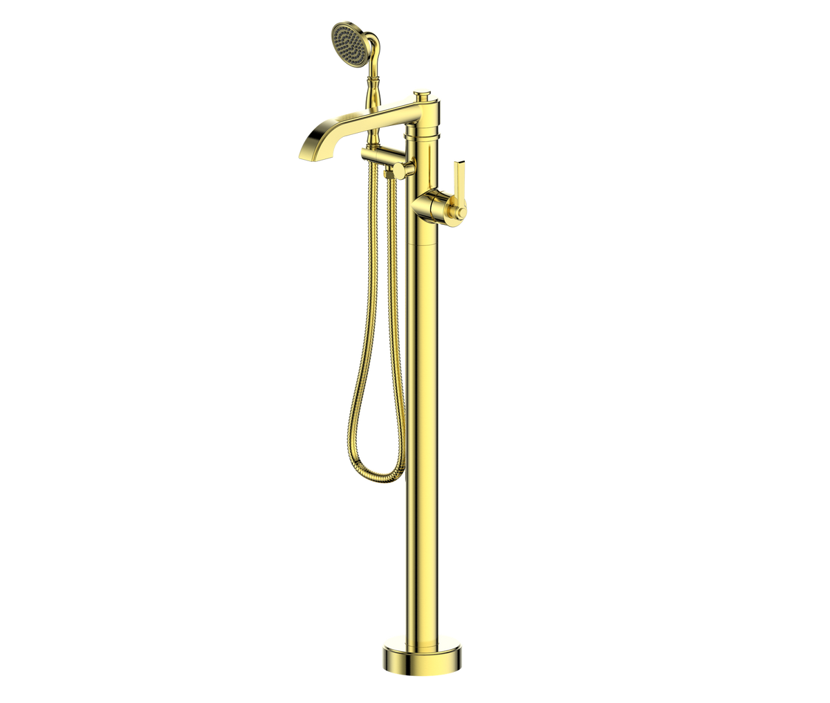 Vogt Zehn Floor Mount Tub Filler - Brushed Gold