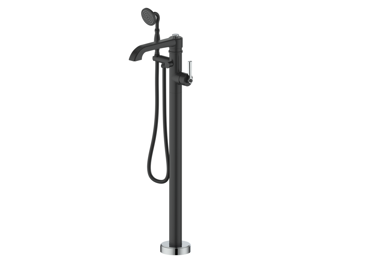 Vogt Zehn Floor Mount Tub Filler - Chrome/Matte Black