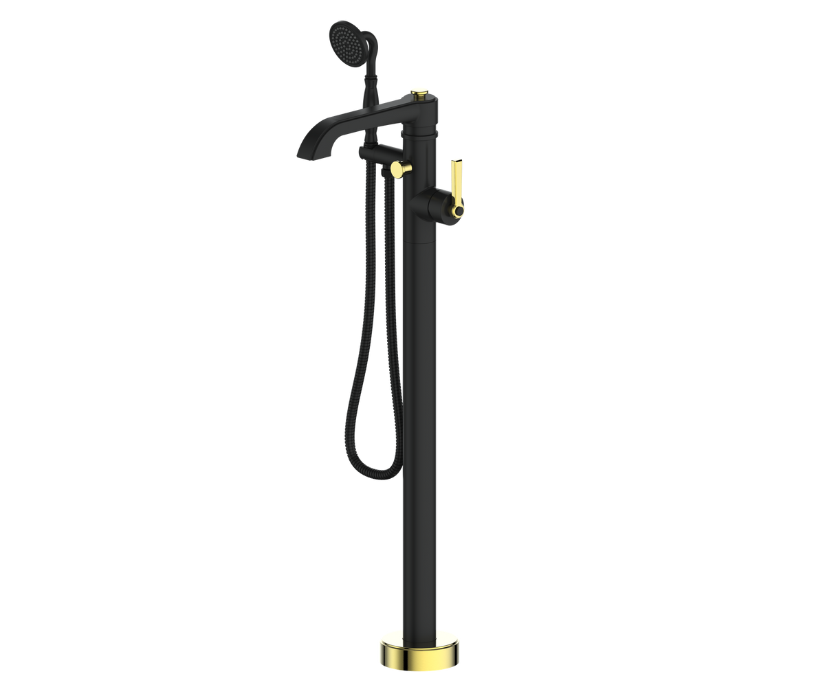 Vogt Zehn Floor Mount Tub Filler - Brushed Gold/Matte Black