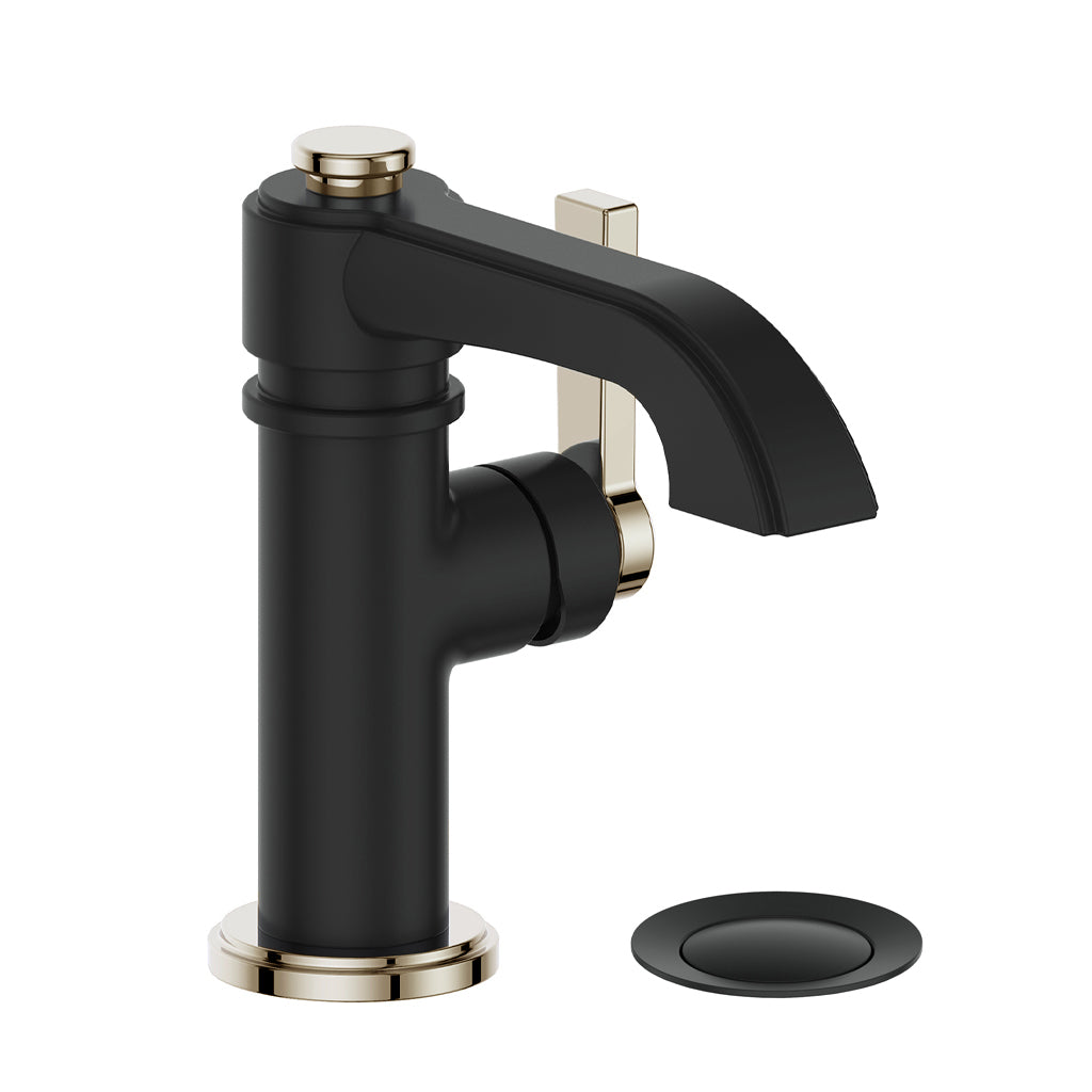 Vogt Zehn Lavatory Faucet with Pop-up Drain - Polished Nickel/Matte Black