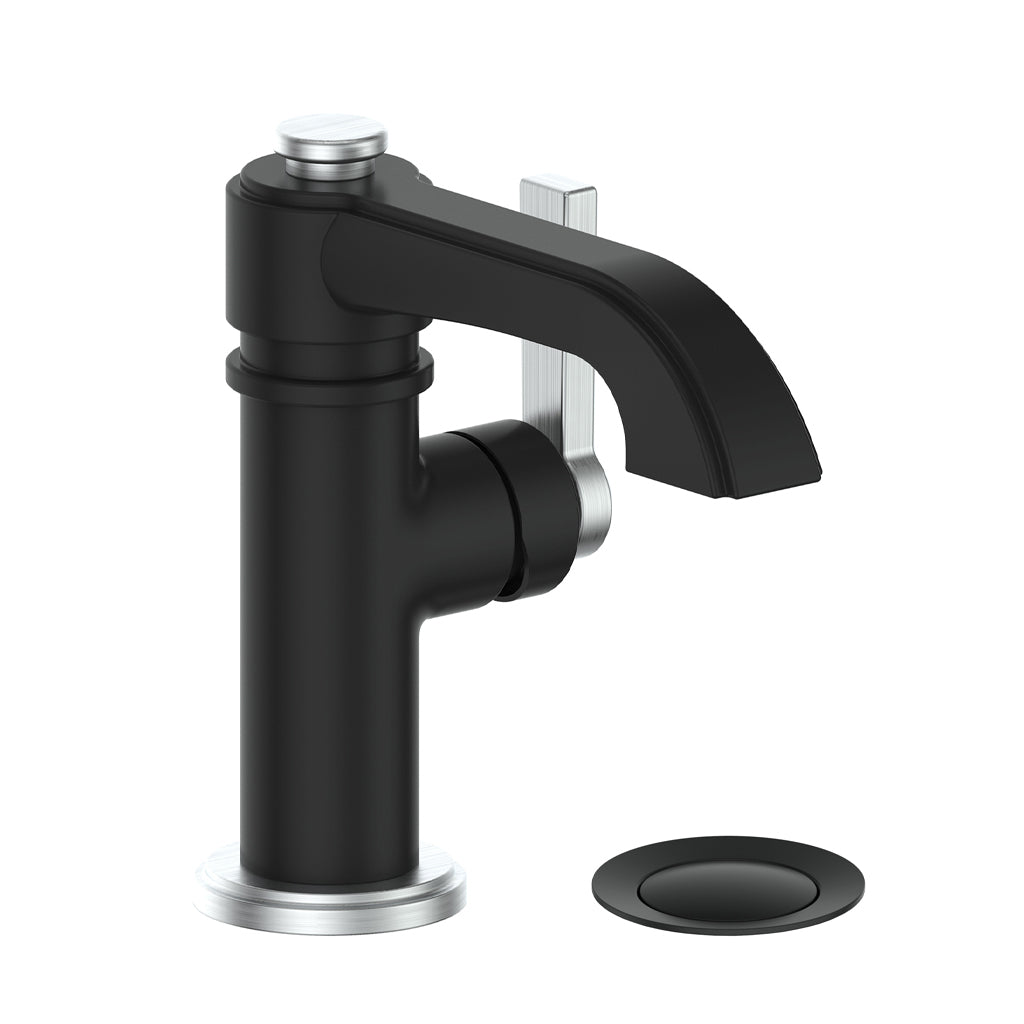 Vogt Zehn Lavatory Faucet with Pop-up Drain - Stainless Steel/Matte Black