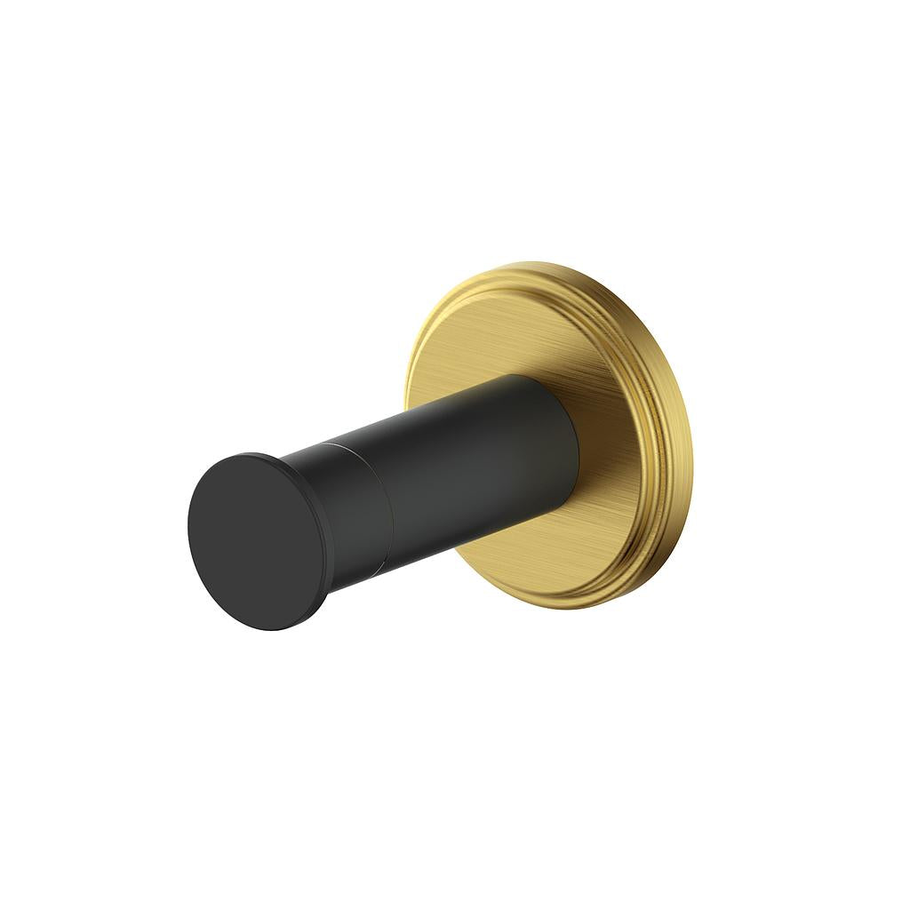 Vogt Zehn Robe Hook - Brushed Gold/Matte Black