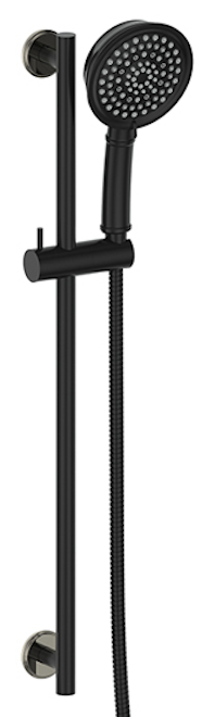 Vogt Zehn Sliding Shower Bar with Hand Shower - Polished Nickel/Matte Black