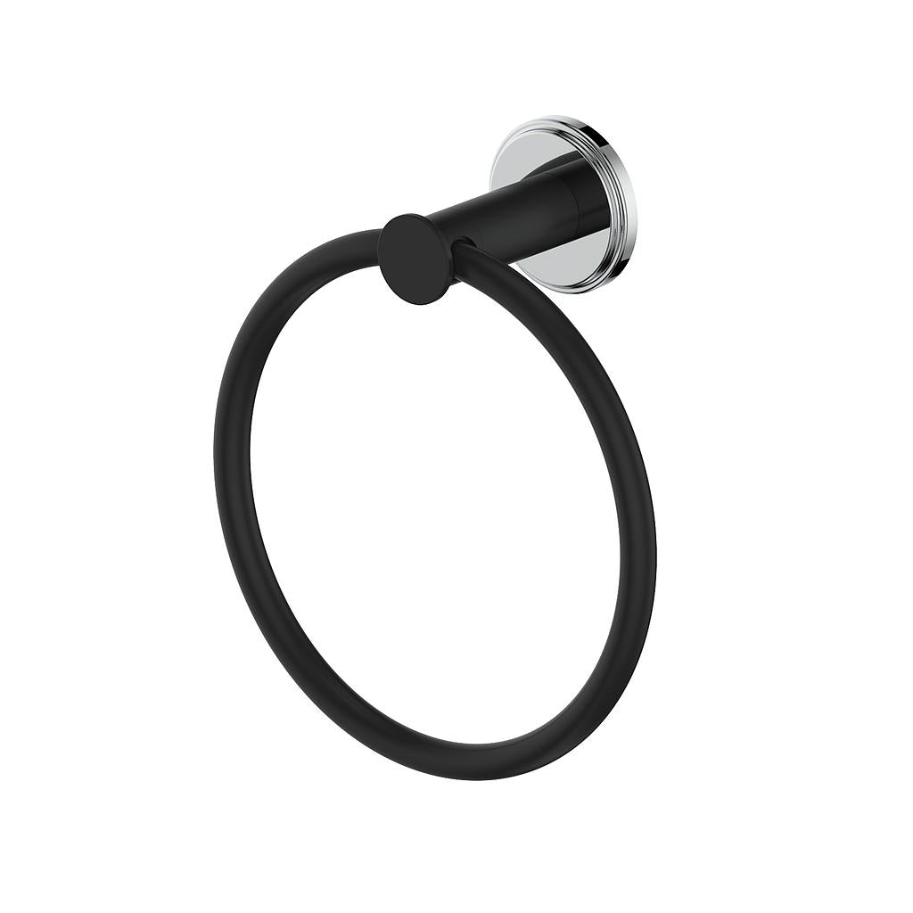 Vogt Zehn Towel Ring - Chrome/Matte Black