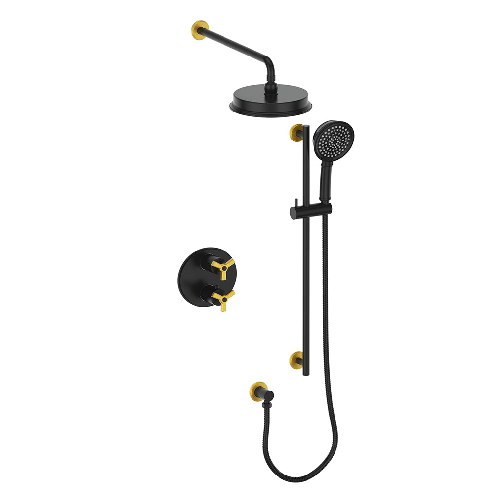 Vogt Zehn Trim for 2-Way TH Shower Kit - 3-Spoke Handle (Z3) / Brushed Gold/Matte Black