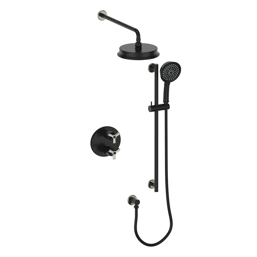 Vogt Zehn Trim for 2-Way TH Shower Kit - 3-Spoke Handle (Z3) / Polished Nickel/Matte Black