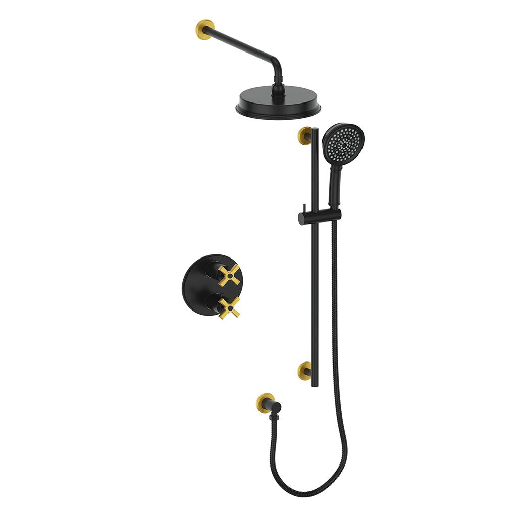 Vogt Zehn Trim for 2-Way TH Shower Kit - 4-Spoke Handle (Z4) / Brushed Gold/Matte Black