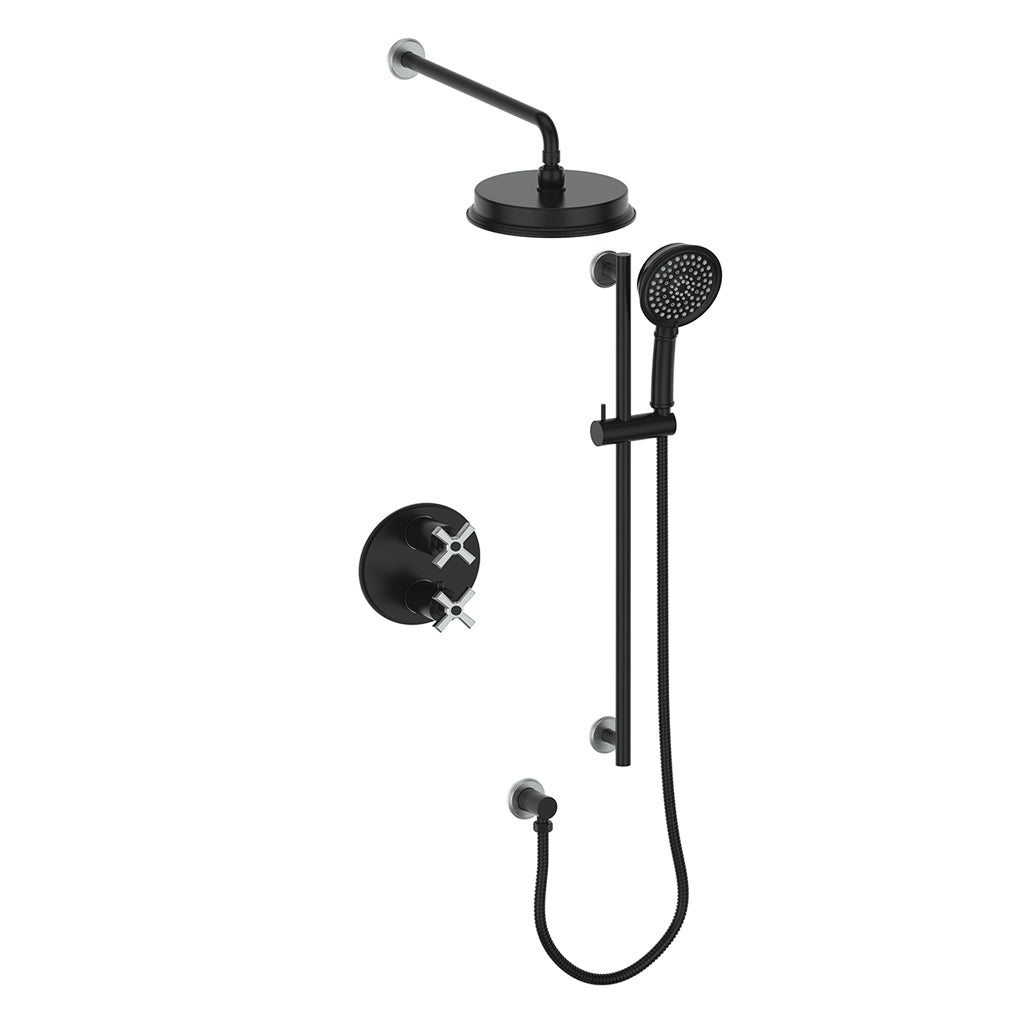 Vogt Zehn Trim for 2-Way TH Shower Kit - 4-Spoke Handle (Z4) / Stainless Steel/Matte Black