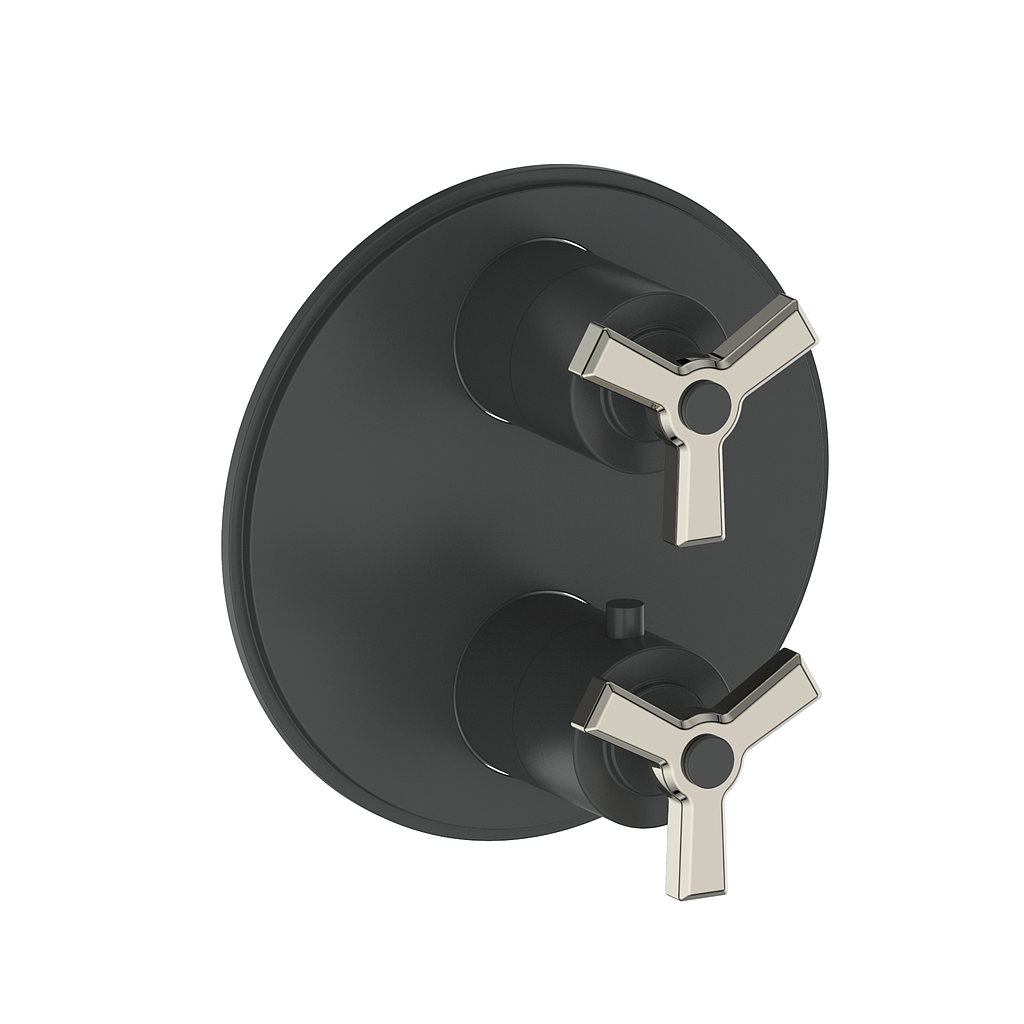 Vogt Zehn Trim for 2-Way TH Valve - 3-Spoke Handle (Z3) / Polished Nickel/Matte Black