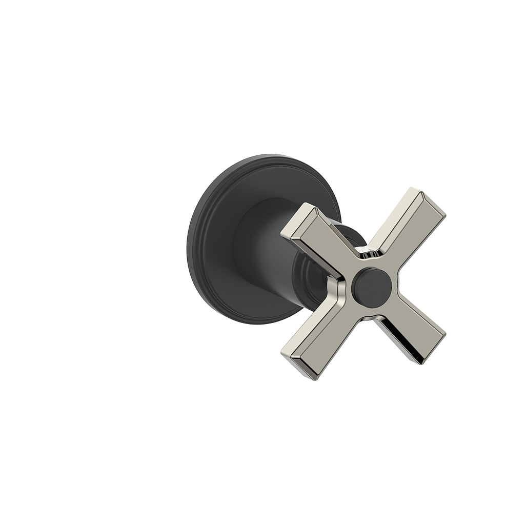 Vogt Zehn Trim for 3/4" 2-Way Diverter - 4-Spoke Handle (Z4) / Polished Nickel/Matte Black