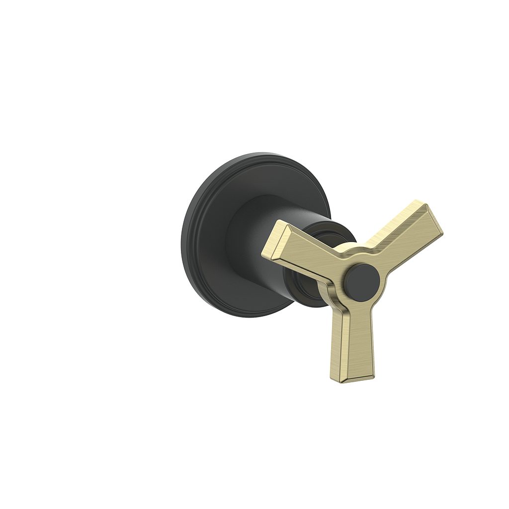 Vogt Zehn Trim for 3/4" 3-Way Diverter - 3-Spoke Handle (Z3) / Brushed Gold/Matte Black